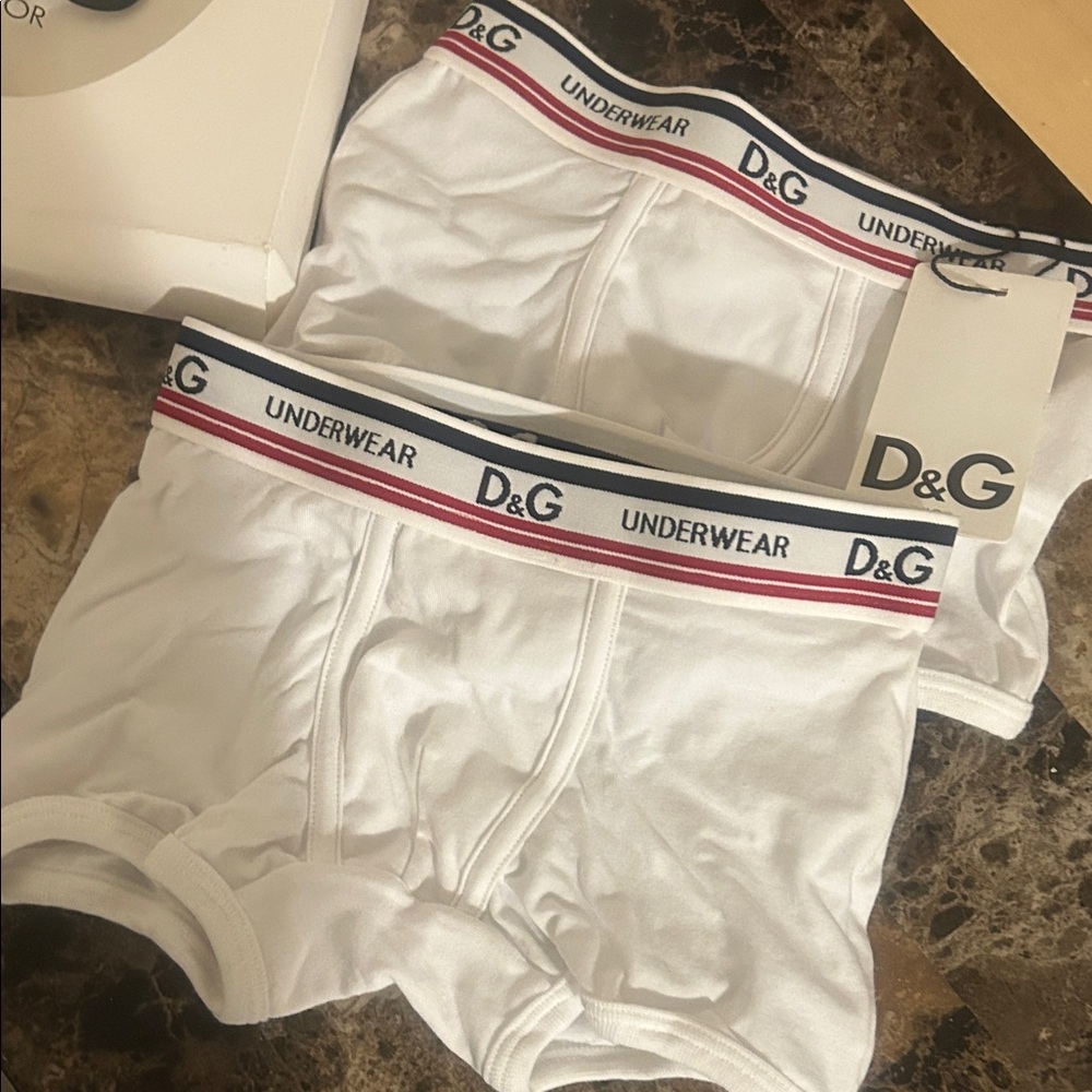 D&G White Boxer Briefs with Red and Blue Accents